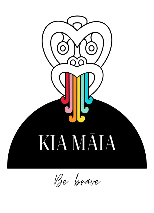 Kia Māia Taniwha Rainbow Digital Print Download