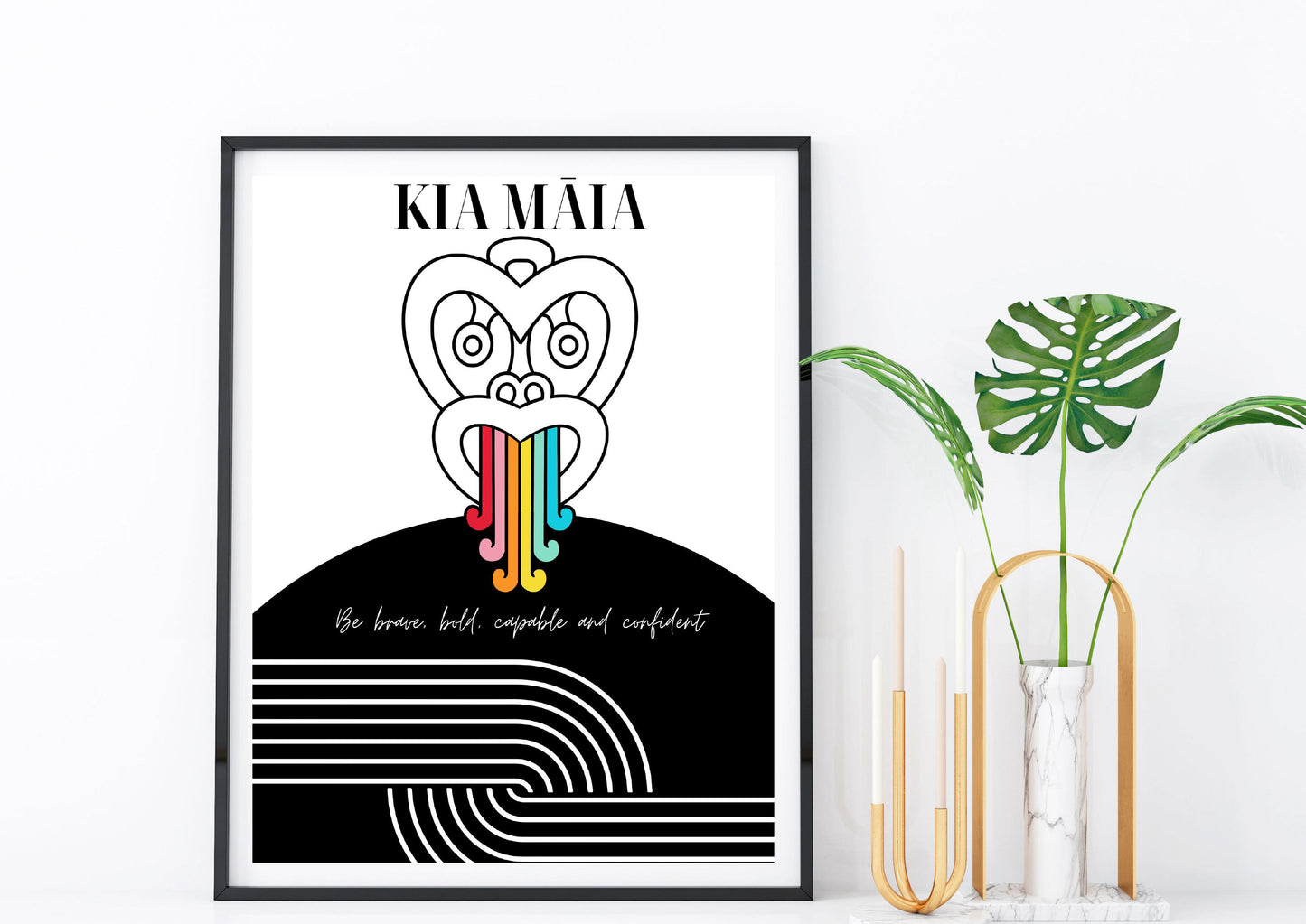 Kia Māia Taniwha Rainbow Digital Print Download